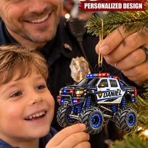 Personalized Police Truck Ornament - Custom Christmas Keepsake Gift For Kids