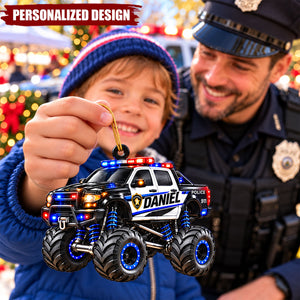 Personalized Police Truck Ornament - Custom Christmas Keepsake Gift For Kids