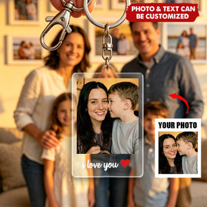 Personalized Photo Keychain with Custom Message, Meaningful Gift For Mom, Dad, Couple