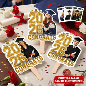 Custom Photo Funny Class Of 2026 Graduation Congrats Gift - Personalized Graduation Fan
