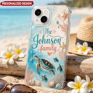 Personalized Sea Turtle Phone Case Custom Name Beach Summer Vacation Gift