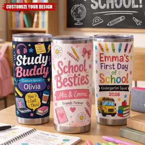 Custom Name Student Cup - Personalized Back to School Tumbler, Teacher Gift