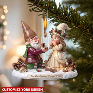 Custom Dwarf Couple First Christmas Engaged 2026 Gift - Personalized Acrylic Ornament