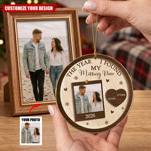 Personalized Acrylic Christmas Ornaments - Couple Photo Missing Piece Puzzle
