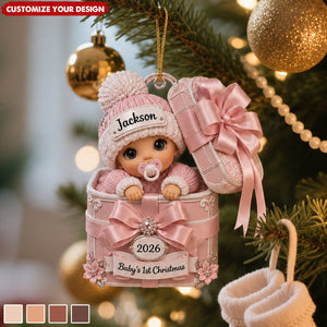 Personalized Baby's First Christmas Acrylic Ornament, Custom Name Newborn Xmas Gift