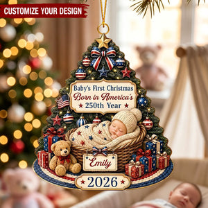 Personalized Baby's First Christmas Acrylic Ornament, American 250th Keepsake