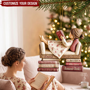 Personalized Acrylic Christmas Ornament, Romance Book Lover Custom Name Gift for Readers