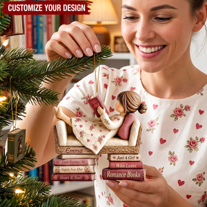 Personalized Acrylic Christmas Ornament, Romance Book Lover Custom Name Gift for Readers