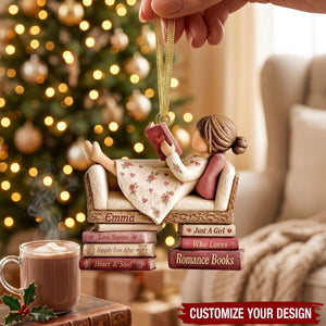 Personalized Acrylic Christmas Ornament, Romance Book Lover Custom Name Gift for Readers