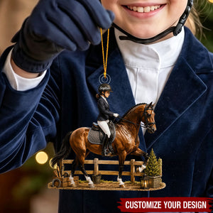Personalized Equestrian Girl Acrylic Christmas Ornament, Custom Horse Rider Xmas Tree Keepsake Gift