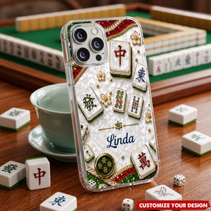 Personalized Eat Sleep Mahjong Repeat Clear Phone Case, Unique Gift for Mahjong Enthusiast