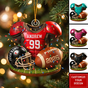 Personalized 2026 Football Acrylic Ornament, Custom Jersey & Helmet Keepsake