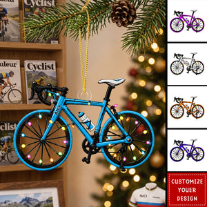 Personalized Bicycle Christmas Acrylic Ornament, Custom Name Cyclist Gift