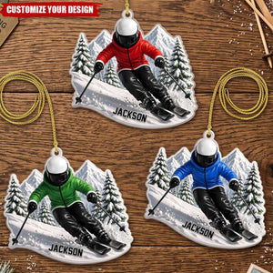 Personalized Skiing Christmas Ornament, Gift for Ski Lovers