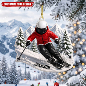 Personalized Skiing Christmas Ornament, Gift for Ski Lovers