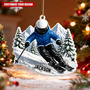 Personalized Skiing Christmas Ornament, Gift for Ski Lovers