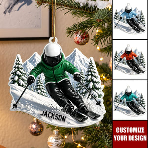 Personalized Skiing Christmas Ornament, Gift for Ski Lovers