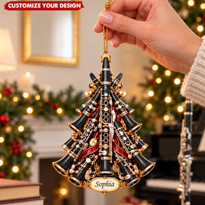 Personalized Clarinet Acrylic Christmas Ornament, Gift for Clarinet Players