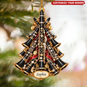 Personalized Clarinet Acrylic Christmas Ornament, Gift for Clarinet Players