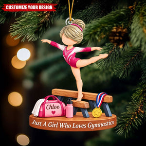 Personalized Gymnastics Acrylic Ornament - Custom Name Christmas Gift for Girl Gymnasts