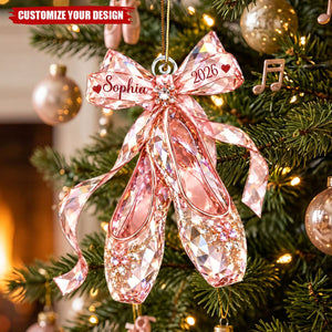 Personalized Ballet Shoes Acrylic Ornament, Custom Name Dance Christmas Gift