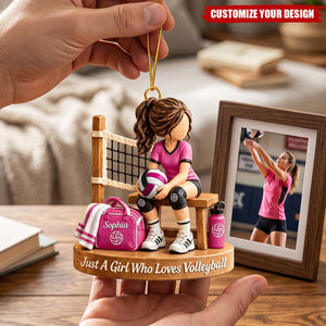 Personalized Volleyball Girl Acrylic Christmas Ornament - Custom Volleyball Player Gift