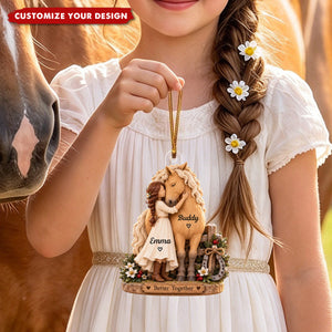 Personalized Girl & Horse Acrylic Ornament - Custom Equestrian Gift for Horse Lover