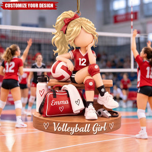 Personalized Volleyball Girl Acrylic Christmas Ornament - Custom Volleyball Lover Gift