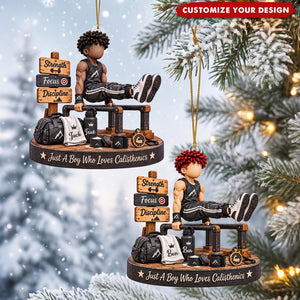 Personalized Calisthenics Acrylic Ornament, Boy Fitness Christmas Gift