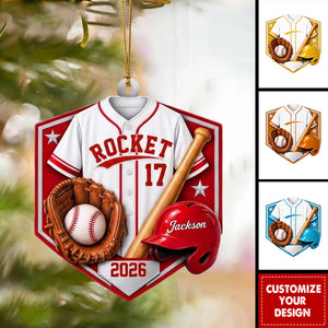 Personalized Baseball Player Acrylic Ornament, Custom Name & Jersey Number Gift