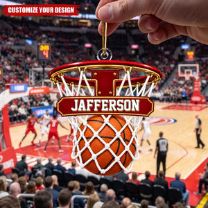 Personalized Basketball Hoop Christmas Ornaments, Sports Keepsake Gifts For Players & Coaches