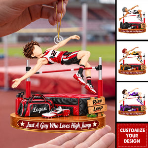 Personalized High Jump Ornament, Custom Name Track & Field Christmas Gift for Boys