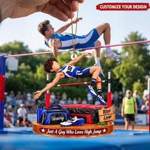 Personalized High Jump Ornament, Custom Name Track & Field Christmas Gift for Boys