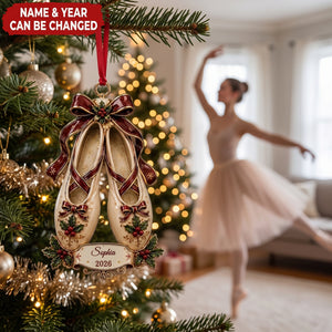 Custom Ballet Shoe Ornament, Personalized Dancer Christmas Gift, Ballet Gift for Daughter