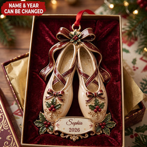 Custom Ballet Shoe Ornament, Personalized Dancer Christmas Gift, Ballet Gift for Daughter