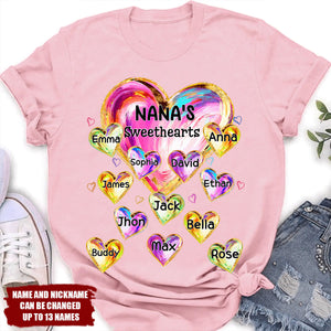 Custom Grandma's Sweethearts T-shirt - Personalized Shirt For Grandma Mom