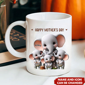Cute Elephant Mother And Child Or Grandma And Grandchild Personalized Mug - Gift For Mom,Grandma