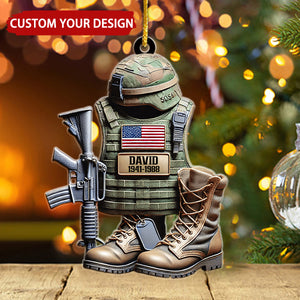 U.S. Veteran Uniform Personalized Christmas Ornament, Veteran Memorial Christmas Gift