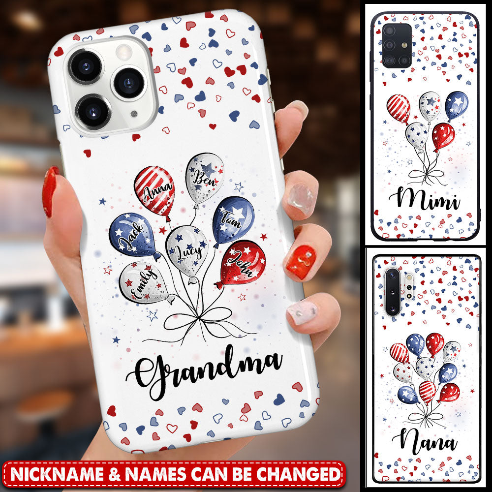 4th of July Grandma Auntie Mom Little Balloon Kids American Flag Pattern Personalized Phone Case