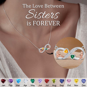 Infinity Love Besties Sisters Custom Birtstone Personalized Necklace