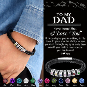 3 Layer Leather Bracelet with 1-8 Beads Engraved Names Personalized Men's Bracelets