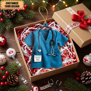Personalized Nurse Scrub-shaped Ornament, Gift For Nurse Scrub Enthusiasts