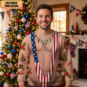 Custom Funny Patriotic Ugly Sweather - Personalized Christmas Birthday Gifts