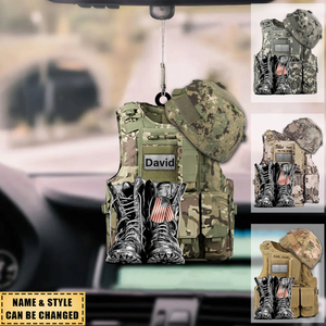 United States Military Uniforms - Custom Name, Personalized U.S. Veteran Acrylic Ornament - Gift For Veteran