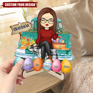 A Grandma’s Love Never Goes Out Of Style - Family Personalized 2-Layered Wooden Plaque With Stand - Easter Gift For Mom, Grandma