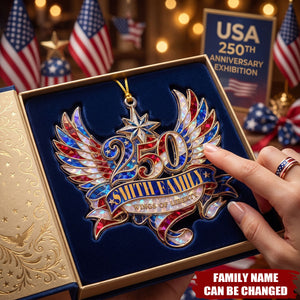 Custom Wings Of Liberty 250th Acrylic Ornament, Personalized Patriotic Family Decor