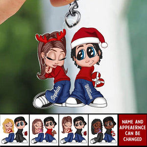 Christmas Y2K Couple Personalized Acrylic Keychain, Christmas Gift for Him for Her