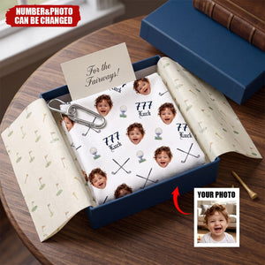 Personalized Face Photo Golf Towel with Number, Birthday Gift for Golf Player