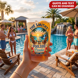 Custom Poolside Party Cups - Personalized Summer Vacation And Travel Gifts For Mom, Dad, Brother, Sister - Good Times Splashing