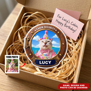 Custom Photo Pet Porthole Magnet, Cruise Door Decal - Dog, Cat, Pet Lovers - Personalized Magnet